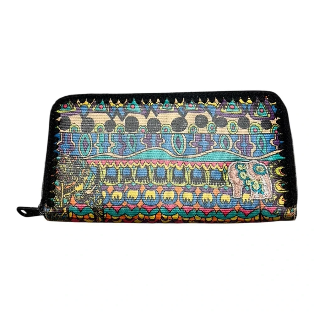 Sakroots Artist Circle Large Zip Around bohemian Wallet New